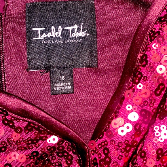 Lane Bryant Isabel Toledo Formal Burgundy Sequin Dress  (BUNDLE & SAVE 15% OFF) - Picture 2 of 5